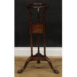 A 19th century mahogany wig stand, 79cm high, the top 26.5cm diameter
