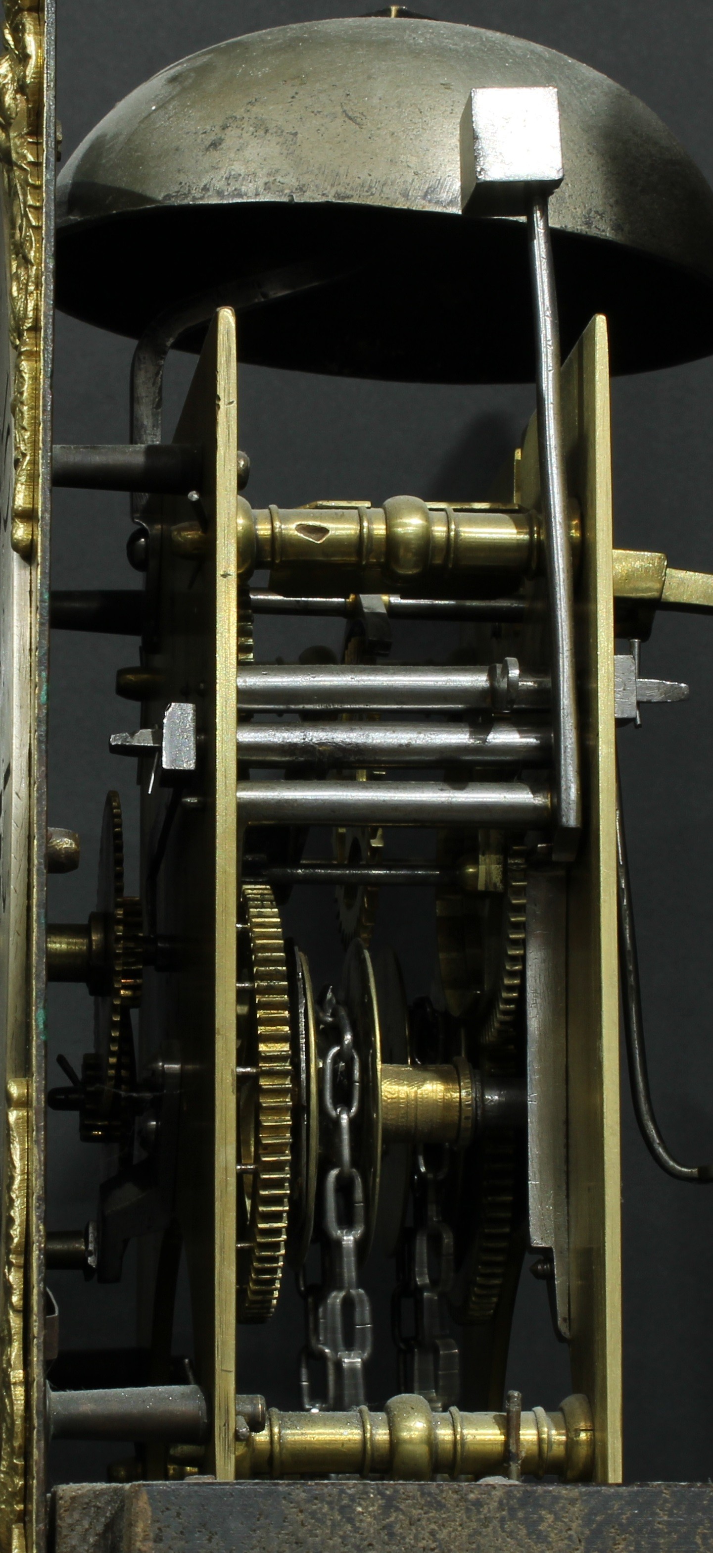 A George I/II oak Derbyshire longcase clock, 27cm square brass dial with silvered chapter ring - Image 6 of 6
