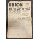 British Union Newspaper dated Saturday May 28th 1949. 4 pages. Early post war newspaper of the