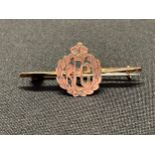 WW1 British Royal Flying Corps Sweetheart Brooch in 9ct Gold in the form of a Propeller and RFC