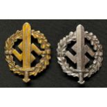 WW2 Third Reich Bronzes SA-Sportabzeichen - SA Sports Badge in Bronze by Fechler. Along with another