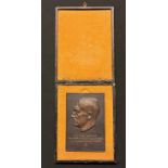 WW2 Third Reich Adolf Hitler Bronze Plaque complete in original case. Legend read "Die voraussetzung