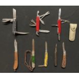 A collection of Penknives to include a 1950 dated British Army Jack Knife by HM Slater, Swiss Army