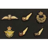 WW2 British and later RAF Pilots wings and brevettes to include: Padded Air Gunners brevette:
