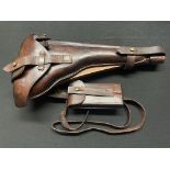 Reproduction WW1 Imperial German Artillery Luger 08 Pistol Holster and wooden shoulder stock rig.
