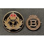 WW1 British Royal Navy Volunteers Enamel Lapel badge and a Princess Beatrice Central Depot bronze
