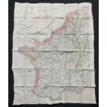 WW2 British Escape and Evasion Map of France & Germany Code 9C(a) / 9U/R.