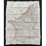 WW2 British RAF Silk Escape Map of France and Germany. Code letter 9C(a) / 9U/R. Double sided.