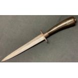 WW2 British Private Purchase FS Style knife with double edged blade 171mm in length. No markings.