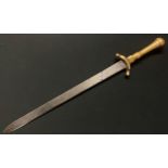 19th Century Hunting sword with single edged blade 420mm in length. No makers mark. Cast Brass