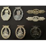 Reproduction Kriegsmarine War Badges to include: High Seas Fleets x 2, High Seas Fleets with