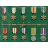 WW2 British Campaign Medals and Clasps collection. Mounted in a frame comprising of 1939-45 Star,