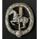 WW2 Third Reich Deutsches Reiterabzeichen in Gold - German Equestrian Badge in Gold. Maker marked "