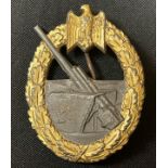 WW2 Third Reich Kriegsabzeichen fur die Marine-Artillerie Coastal Artillery War Badge. Maker