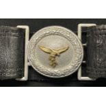 Reproduction Luftwaffe Officers Belt and Buckle. Alloy two part construction buckle, marked "