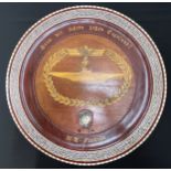 Reproduction 30th U Boat Flottila Circular Wooden Plaque, 50cm in diameter inset with Mother of