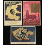 WW2 Third Reich Postcards x 3: "Danzig ist Deutsch" WHW card: "13 Marz 1938 Ein Volk, Ein Reich, Ein