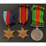 WW2 British 1939-45 Star, Burma Star and Defence Medal. Complete with ribbons.