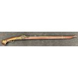 Japanese Samurai Matchlock Musket with decorated octagonal barrel 767mm in length. Bore approx.