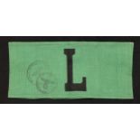 WW2 Third Reich Luftschutz Auxiliary Armband. Screen printed example with black letter "L". Two