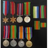 WW2 British Medals: 1939-45 Star, Burma Star, War Medal x 2, Defence Medal x 2 plus WW1 War Medal