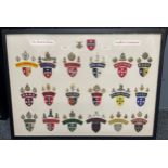 WW2 British framed display of 19 Southern Command Regiments and Corps formation signs, shoulder