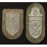 Reproduction Narvikschild - Narvik Shield on Army Backing and reproduction Cholmschild - Cholm
