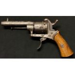 Belgian made Pinfire Revolver with 85mm long barrel. Bore approx. 7mm. No serial number. Folding
