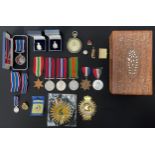 WW2 British Italy Star, War Medals x 2, Defence Medal, unofficial cased National Service Medal