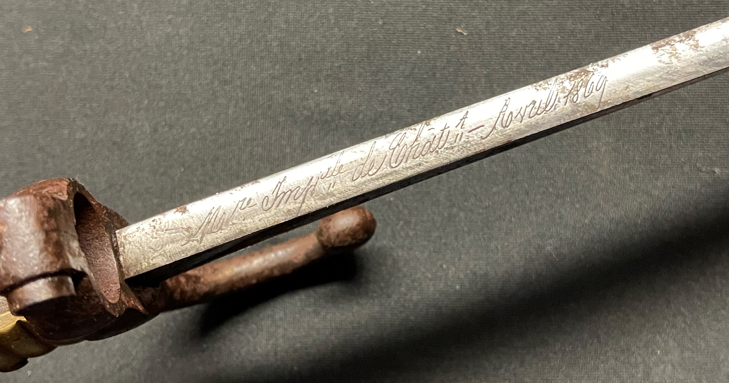 French 1866 Pattern Chassepot Bayonet with single edged fullered blade 574mm in length. Maker marked - Image 13 of 24
