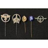 WW2 Third Reich Stick Pin Collection to include: NSFK Membership pin marked "18837" along with "