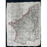 WW2 British RAF Silk Escape Map of France and Germany. Code letter 9C(a) / 9U/R. Double sided.