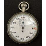WW2 British Royal Navy Pattern 3169 stopwatch marked with Broad Arrow and 8112 to reverse of case.