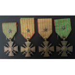 WW1 French Medal Croix de Guerre 1914–1918 collection each with Bronze Star and different dates to