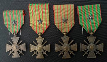 WW1 French Medal Croix de Guerre 1914–1918 collection each with Bronze Star and different dates to