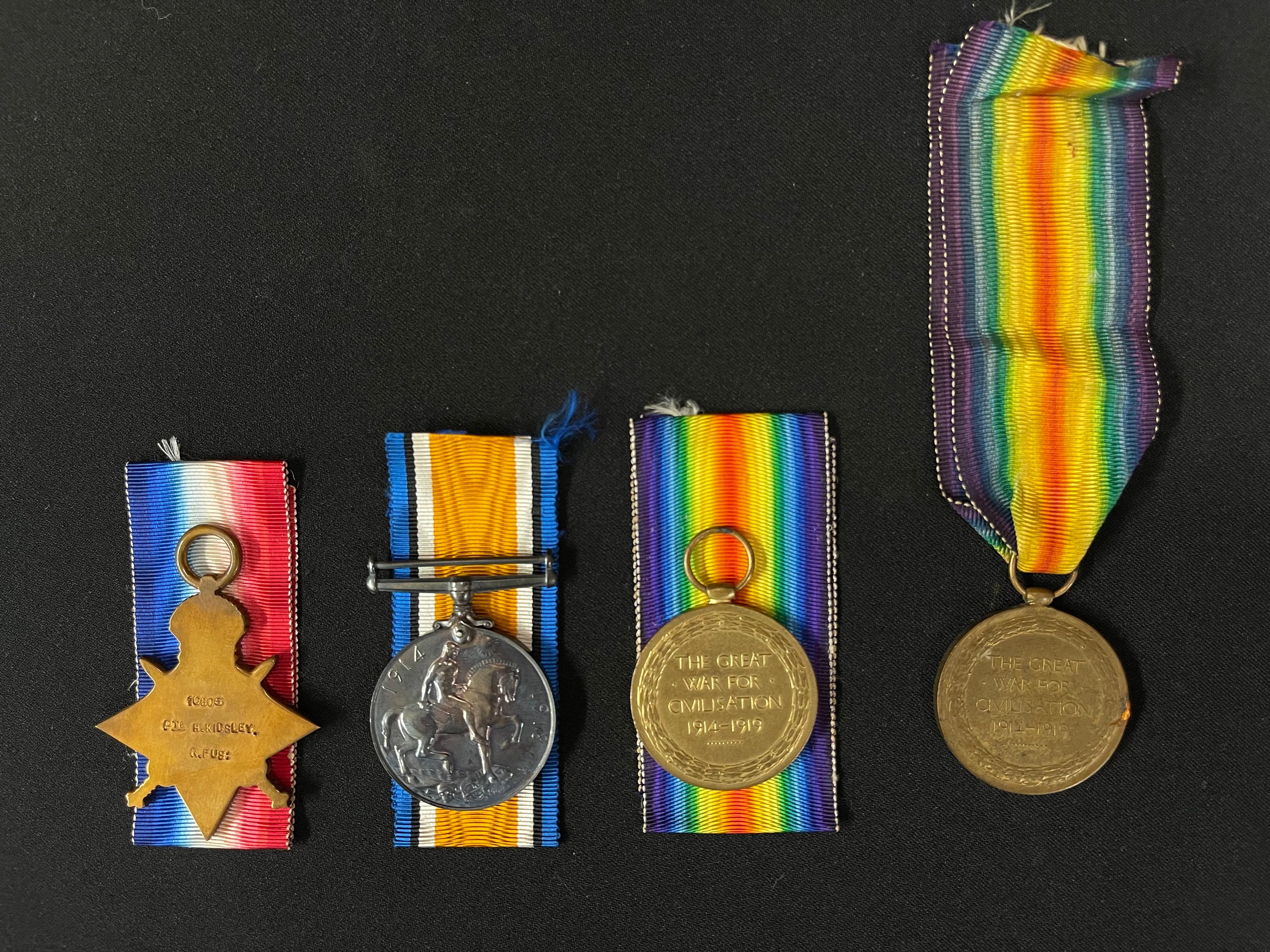 WW1 British 1914-15 Star, British War Medal and Victory Medal to 10805 Pte. H. Kidsley, Royal - Image 2 of 5