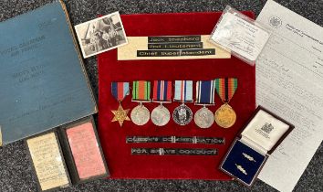 Police Operation Agila Rhodesia and WW2 RNVR Fleet Air Arm Medal group with Flying Log Book to 2nd