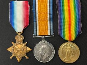 WWI British 1914-15 Star, War Medal and Victory Medal to19357 Pte H Ince, Notts & Derby Regiment.