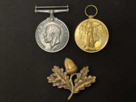 WW1 British War Medal and Victory Medal to 2078 Pte JJ Neale South Notts Hussars. No ribbons but