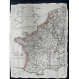 WW2 British RAF Silk Escape Map of France and Germany. Code letter 9C(a) / 9U/R. Double sided.