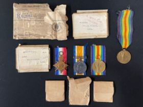 WW1 British 1914-15 Star, British War Medal and Victory Medal to 10805 Pte. H. Kidsley, Royal