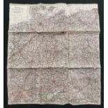 WW2 British RAF Silk Escape Map of Germany. Code letter A. Single Sided Map. Sewn edge.