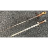 French Gras bayonet with single edged blade 520mm in length, maker marked and dated 1877 on spine.