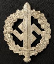 WW2 Third Reich Silberes SA-Sportabzeichen - SA Sports Badge in Silver. Maker marked "W. Redo".