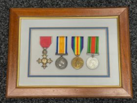 WW1 / WW2 British RAF Medal Group comprising of OBE Badge, British War Medal 1914-1918, Victory