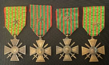 WW1 French Medal Croix de Guerre 1914–1918 collection each with Bronze Star and 1914-1918 reverse.