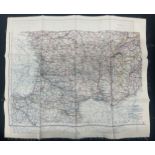 WW2 British RAF Silk Escape Map of France & Germany code letter C/D.