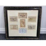 WW1 British Framed Silk Postcard Collection comprising of 6 silk cards and one postcard. Overall