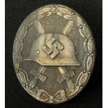 WW2 Third Reich Verwundetenabzeichen 1939 in Silber - Wound Badge 1939 in Silver. Maker marked "65".