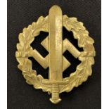 WW2 Third Reich Bronzes SA-Sportabzeichen - SA Sports Badge in Bronze. Maker marked "E Schneider,